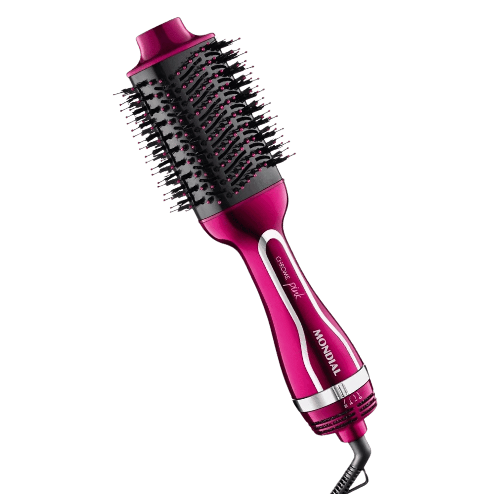 Escova secadora 1200W 3 em 1 Chrome Pink