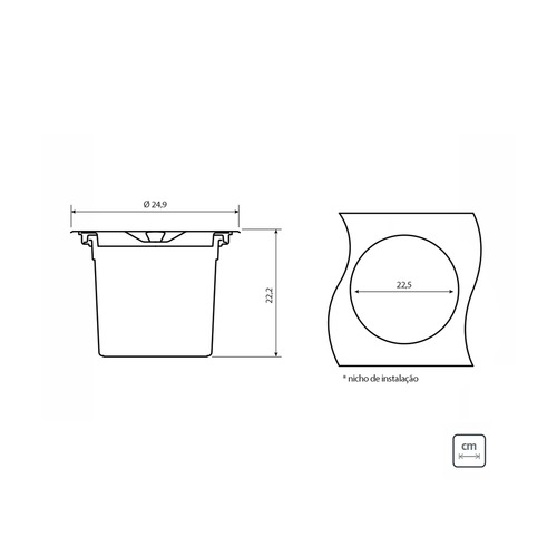 Lixeira de embutir aço em inox balde plástico 5 L - Clean Round Lixeira de embutir aço em inox balde plástico 5 L - Clean Round
