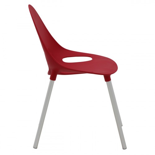 Cadeira em polipropileno com pernas de alumínio vermelha - Elisa Summa Cadeira em polipropileno com pernas de alumínio vermelha - Elisa Summa