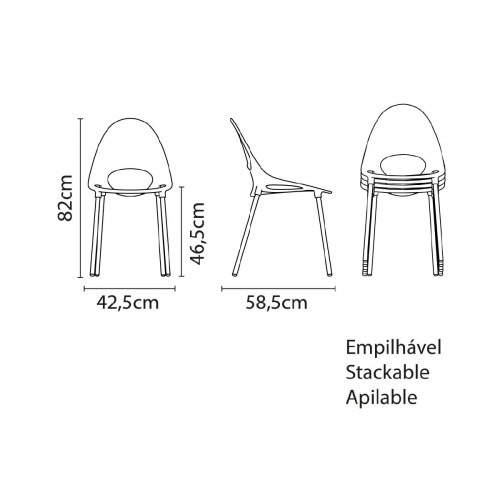 Cadeira em polipropileno com pernas de alumínio vermelha - Elisa Summa Cadeira em polipropileno com pernas de alumínio vermelha - Elisa Summa