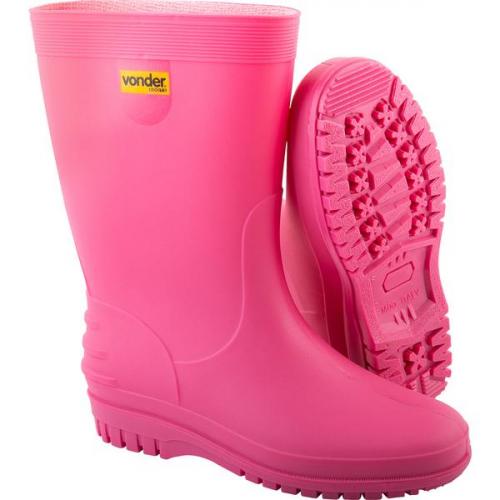 Bota de PVC rosa com forro Bota de PVC rosa com forro