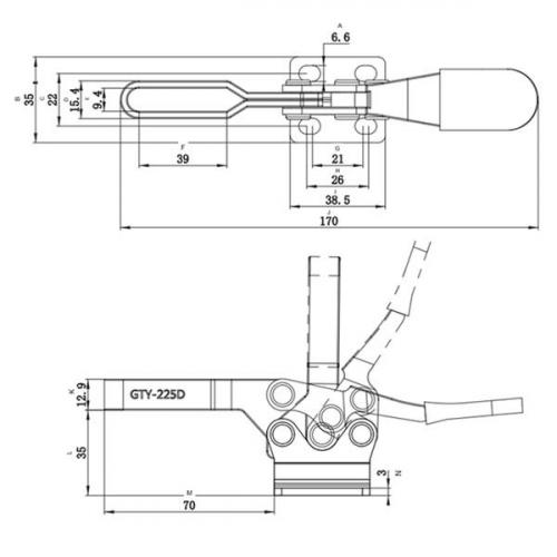 Grampo de aperto rápido horizontal - GHV 225 Grampo de aperto rápido horizontal - GHV 225
