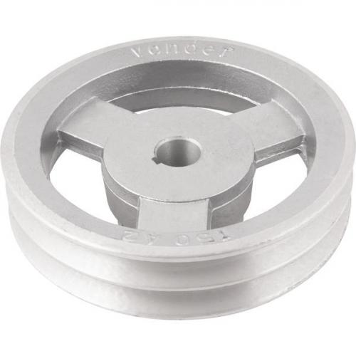 Polia de alumínio 2 canais perfil A 150 mm com furo de 3/4 Polia de alumínio 2 canais perfil A 150 mm com furo de 3/4