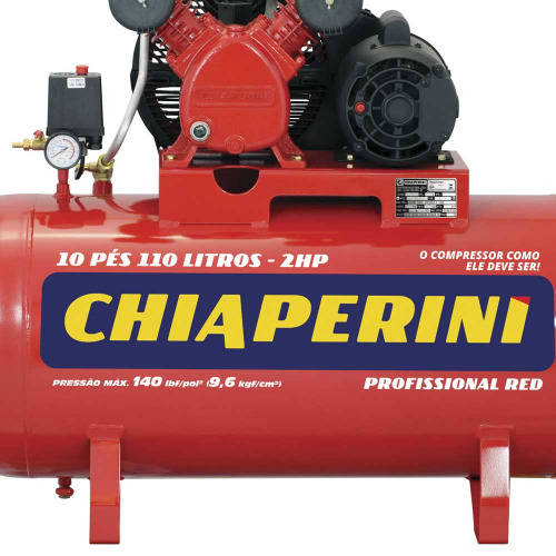 Compressor de ar 10 pés 110L 2 hp 140 libras monofásico - 10/110 RED Compressor de ar 10 pés 110L 2 hp 140 libras monofásico - 10/110 RED