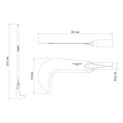 Foice roçadeira cabo de madeira de 120 cm - 77600/615 Foice roçadeira cabo de madeira de 120 cm - 77600/615