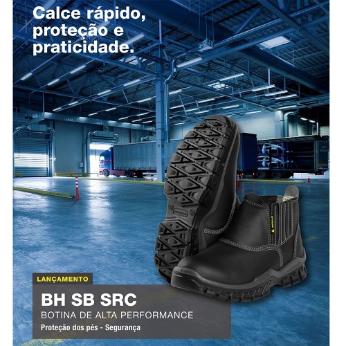 Botina em microfibra com elástico biqueira composite preta - BH SB SRC Botina em microfibra com elástico biqueira composite preta - BH SB SRC