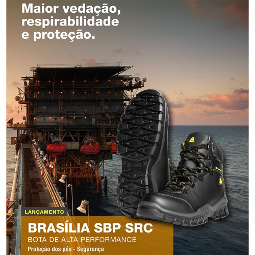 Botina em microfibra com cadarço biqueira composite preta - BRASÍLIA SBP SRC Botina em microfibra com cadarço biqueira composite preta - BRASÍLIA SBP SRC