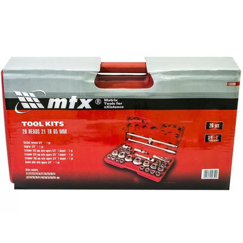 Jogo de soquete estriado 21 a 65 mm encaixe 3/4 Jogo de soquete estriado 21 a 65 mm encaixe 3/4