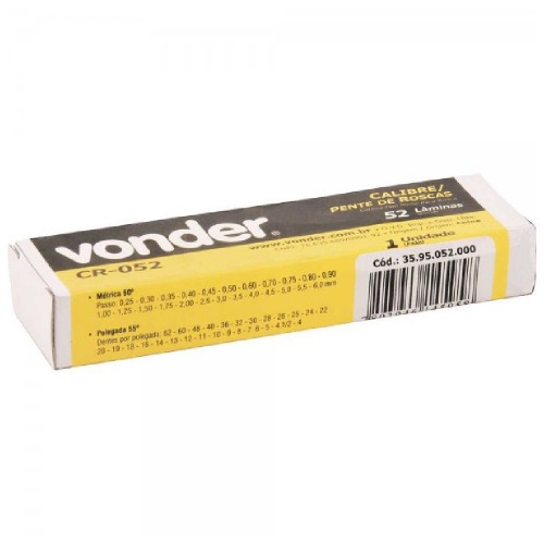 Calibre tipo pente rosca 52 lâminas - CR-052 Calibre tipo pente rosca 52 lâminas - CR-052