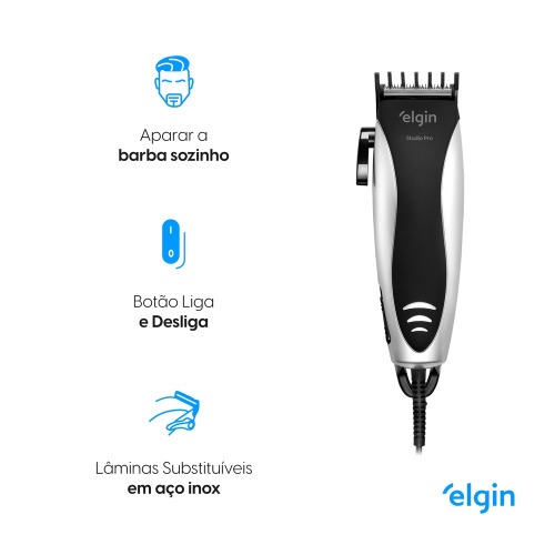 Máquina de cortar cabelo e barba com 8 acessórios - Studio Men 110V Máquina de cortar cabelo e barba com 8 acessórios - Studio Men 110V