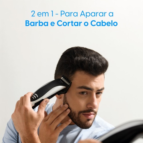 Máquina de cortar cabelo e barba com 8 acessórios - Studio Men 110V Máquina de cortar cabelo e barba com 8 acessórios - Studio Men 110V