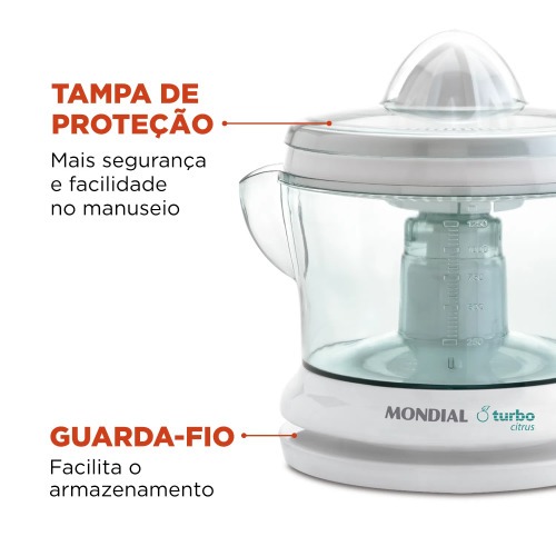 Espremedor de frutas 1,25L dupla rotação Power Turbo Citrus - E-01 110V Espremedor de frutas 1,25L dupla rotação Power Turbo Citrus - E-01 110V