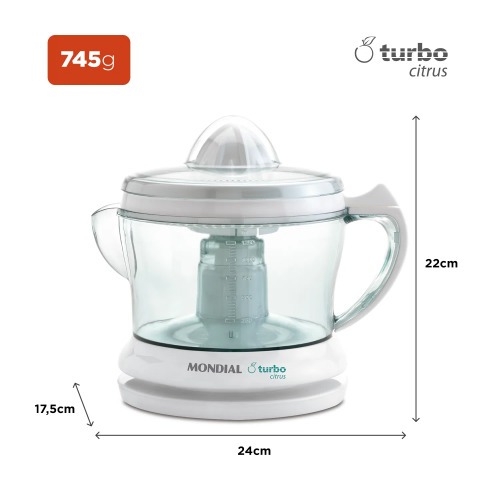 Espremedor de frutas 1,25L dupla rotação Power Turbo Citrus - E-01 110V Espremedor de frutas 1,25L dupla rotação Power Turbo Citrus - E-01 110V