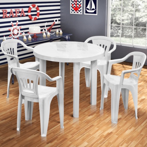 Kit 4 cadeiras plásticas com braços - Tabuba Kit 4 cadeiras plásticas com braços - Tabuba