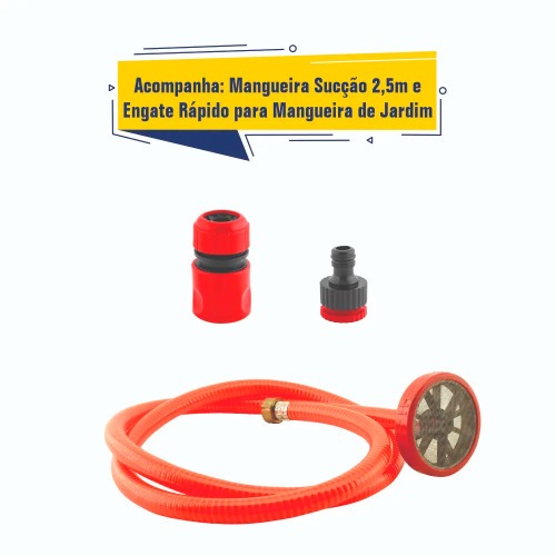 Lavadora de média pressão 320 libras 1 hp com carrinho e mangueira 10m - LJ14L 220V Lavadora de média pressão 320 libras 1 hp com carrinho e mangueira 10m - LJ14L 220V