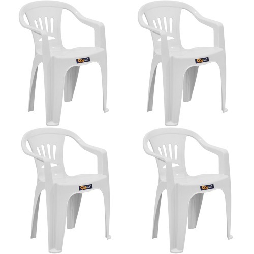 Kit 4 cadeiras plásticas com braços - Tabuba Kit 4 cadeiras plásticas com braços - Tabuba
