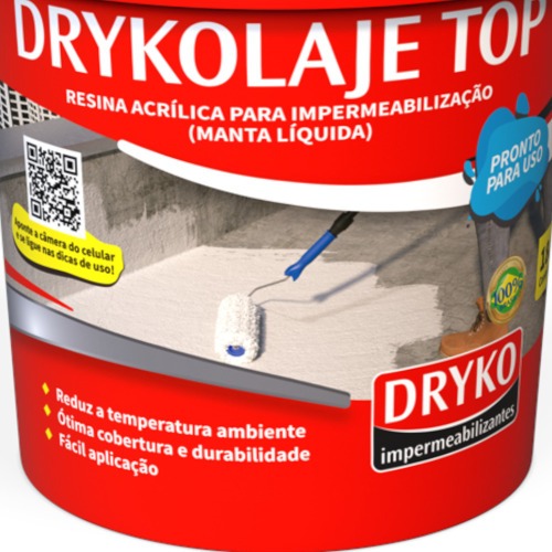 Manta líquida impermeabilizante para lajes 4kg - DRYKOLAJE TOP Manta líquida impermeabilizante para lajes 4kg - DRYKOLAJE TOP
