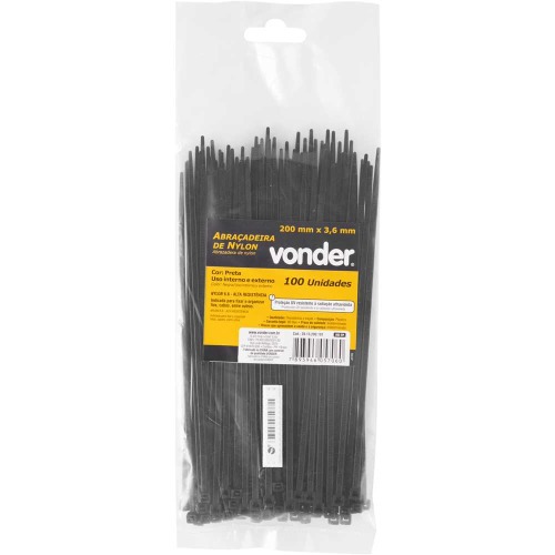 Abraçadeira de nylon 20 cm com 100 peças Abraçadeira de nylon 20 cm com 100 peças
