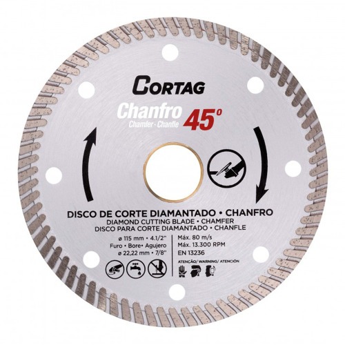 Disco diamantado 115 mm para corte chanfrado 45° para cerâmica e mármore - 61907 Disco diamantado 115 mm para corte chanfrado 45° para cerâmica e mármore - 61907