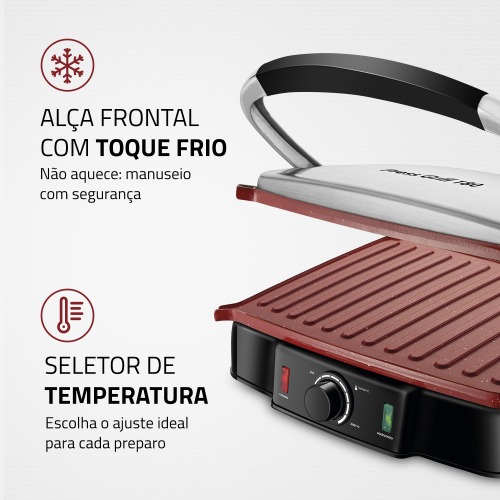 Sanduicheira Grill antiaderente 1.800 watts Press Grill Red Ceramic - PG-02 110V Sanduicheira Grill antiaderente 1.800 watts Press Grill Red Ceramic - PG-02 110V