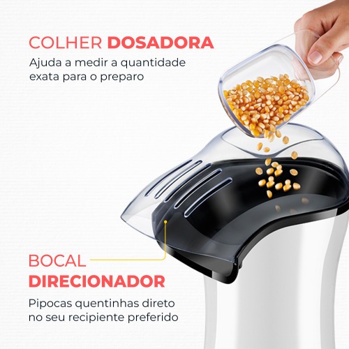 Pipoqueira elétrica com bico direcionador 1200 watts branca- PopFlix 220V Pipoqueira elétrica com bico direcionador 1200 watts branca- PopFlix 220V