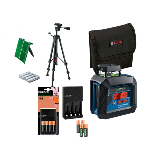 Nível a laser com 2 linhas verdes 360° alcance 10 m com tripé - GLL 2-20 G Nível a laser com 2 linhas verdes 360° alcance 10 m com tripé - GLL 2-20 G