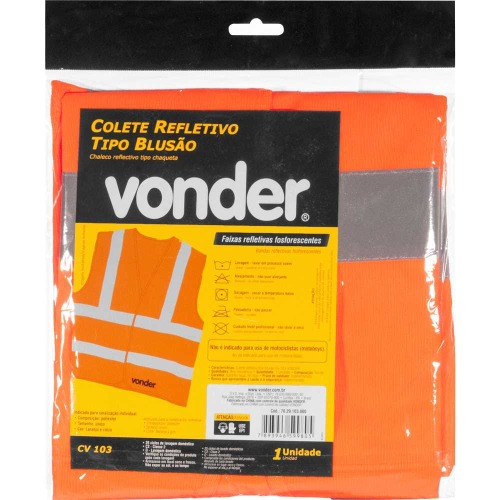 Colete refletivo tipo blusão sem bolso laranja - CV 103 Colete refletivo tipo blusão sem bolso laranja - CV 103
