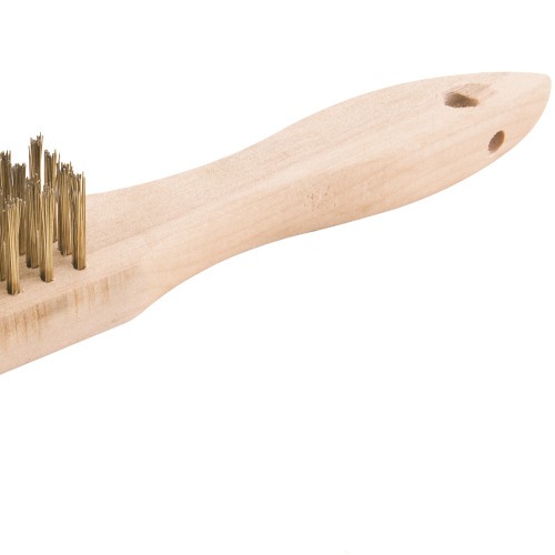 Escova manual com cerdas de latão 4 fileiras cabo de madeira Escova manual com cerdas de latão 4 fileiras cabo de madeira