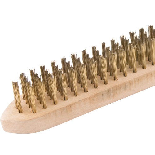 Escova manual com cerdas de latão 4 fileiras cabo de madeira Escova manual com cerdas de latão 4 fileiras cabo de madeira