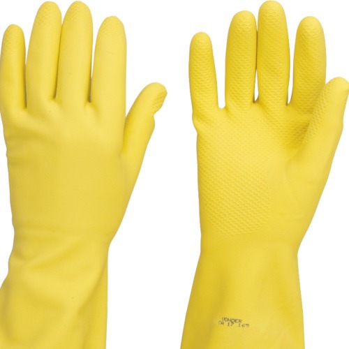 Luva de látex antiderrapante com forro amarela M Luva de látex antiderrapante com forro amarela M