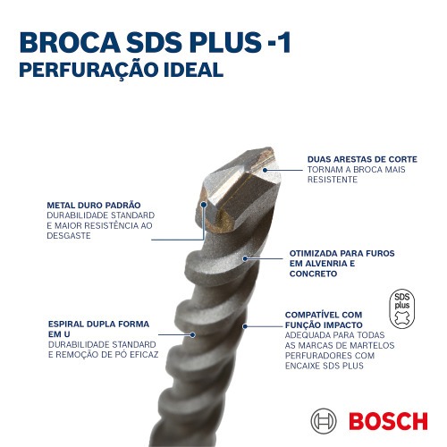 Broca de wídea para concreto 16 x 400 x 460 mm SDS PLUS - 1 Broca de wídea para concreto 16 x 400 x 460 mm SDS PLUS - 1