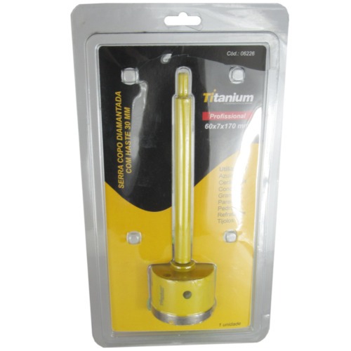 Serra copo diamantada 60 mm com haste encaixe 3/8 Serra copo diamantada 60 mm com haste encaixe 3/8