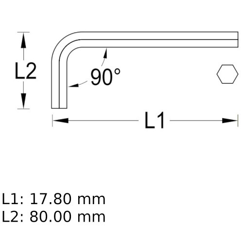 Chave allen 17 mm aço cromo vanádio Chave allen 17 mm aço cromo vanádio