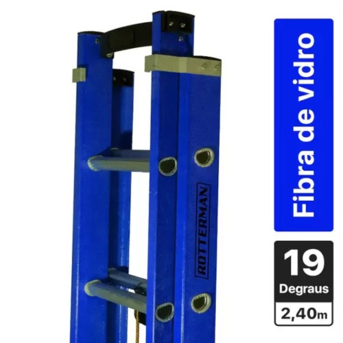 Escada de fibra de vidro extensível 3,5 x 5,9 m 19 degraus - Premium Escada de fibra de vidro extensível 3,5 x 5,9 m 19 degraus - Premium