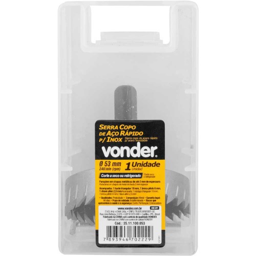 Serra copo de aço rápido 53 mm para inox Serra copo de aço rápido 53 mm para inox