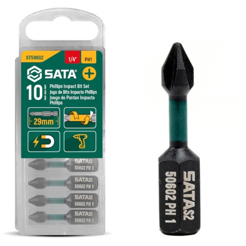 Jogo de bits de impacto philips Ph1 x 29mm encaixe 1/4 Jogo de bits de impacto philips Ph1 x 29mm encaixe 1/4