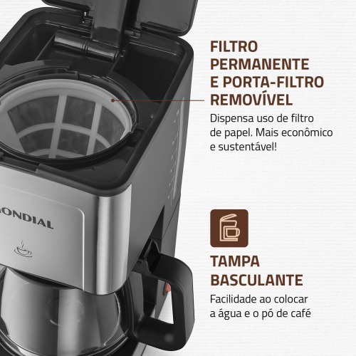 Cafeteira elétrica 800W jarra de vidro 32 xícaras Dolce Arome - C-44-32X-SI 220V Cafeteira elétrica 800W jarra de vidro 32 xícaras Dolce Arome - C-44-32X-SI 220V