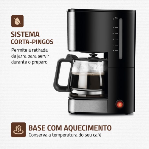 Cafeteira elétrica 800W jarra de vidro 32 xícaras Dolce Arome - C-44-32X-SI 220V Cafeteira elétrica 800W jarra de vidro 32 xícaras Dolce Arome - C-44-32X-SI 220V