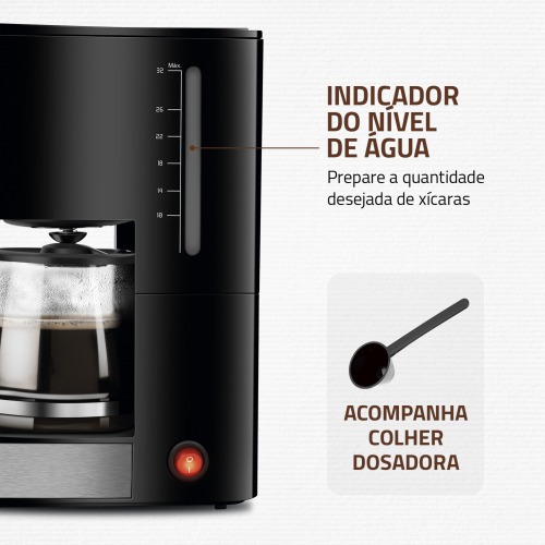 Cafeteira elétrica 800W jarra de vidro 32 xícaras Dolce Arome - C-44-32X-SI 220V Cafeteira elétrica 800W jarra de vidro 32 xícaras Dolce Arome - C-44-32X-SI 220V