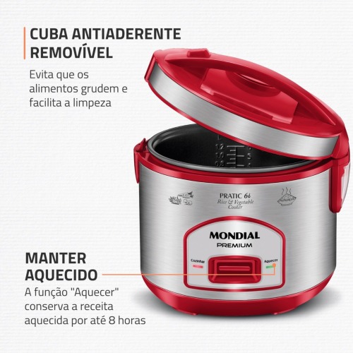 Panela elétrica de arroz 6 xícaras Pratic Rice 6i Red - PE-45-6X 220V Panela elétrica de arroz 6 xícaras Pratic Rice 6i Red - PE-45-6X 220V