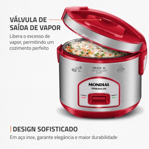 Panela elétrica de arroz 6 xícaras Pratic Rice 6i Red - PE-45-6X 220V Panela elétrica de arroz 6 xícaras Pratic Rice 6i Red - PE-45-6X 220V