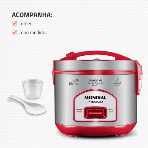 Panela elétrica de arroz 6 xícaras Pratic Rice 6i Red - PE-45-6X 220V Panela elétrica de arroz 6 xícaras Pratic Rice 6i Red - PE-45-6X 220V