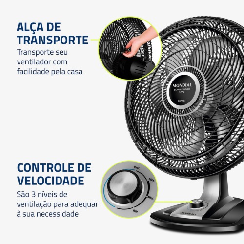 Ventilador oscilante de mesa diâmetro de 50 cm Turbo 220V Ventilador oscilante de mesa diâmetro de 50 cm Turbo 220V