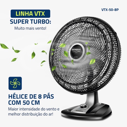 Ventilador oscilante de mesa diâmetro de 50 cm Turbo 220V Ventilador oscilante de mesa diâmetro de 50 cm Turbo 220V