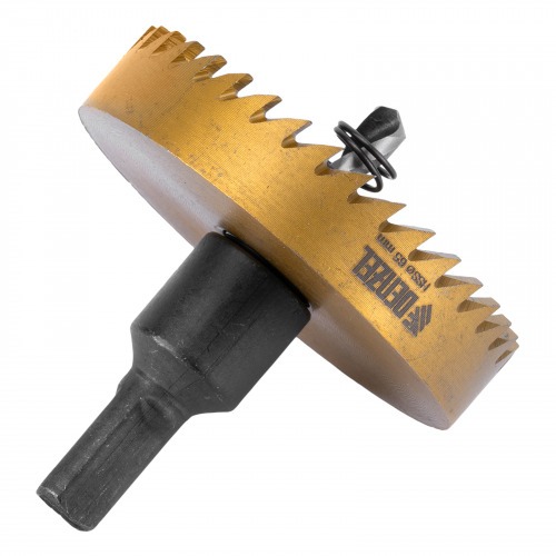 Serra copo para metal 65 mm revestimento em Nitreto de Titânio com suporte Serra copo para metal 65 mm revestimento em Nitreto de Titânio com suporte