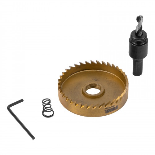 Serra copo para metal 65 mm revestimento em Nitreto de Titânio com suporte Serra copo para metal 65 mm revestimento em Nitreto de Titânio com suporte