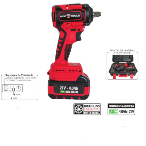 Mini chave de impacto a bateria 21V 4Ah 1/2 Mini chave de impacto a bateria 21V 4Ah 1/2