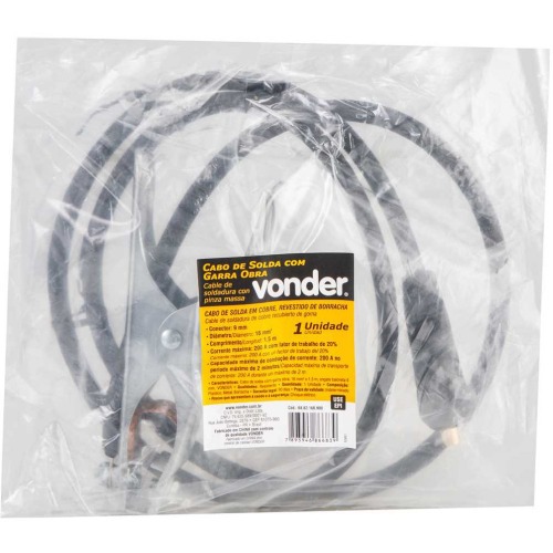 Cabo de solda com garra negativa 1,50m engate de 13 mm Cabo de solda com garra negativa 1,50m engate de 13 mm