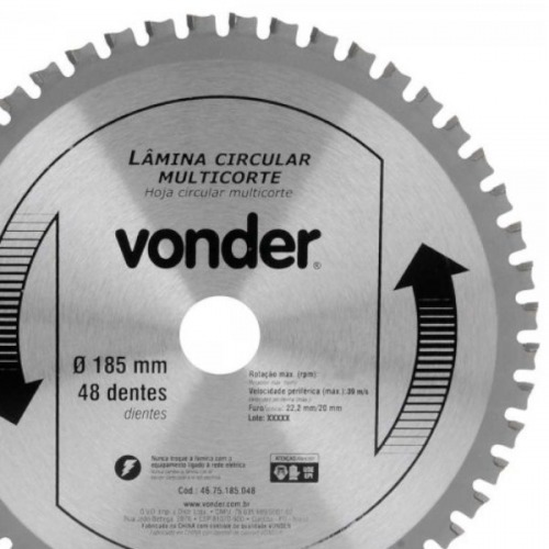 Disco de serra multicorte 185 mm x 48 dentes Disco de serra multicorte 185 mm x 48 dentes