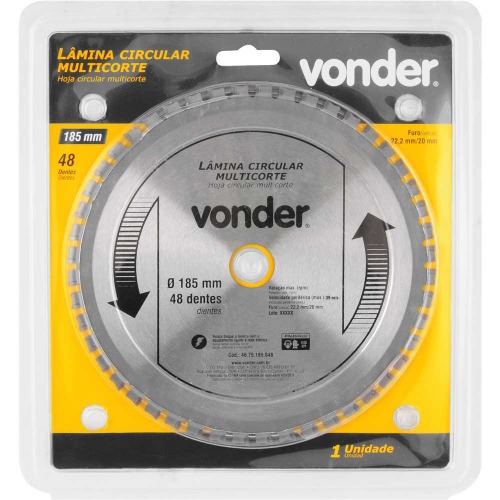 Disco de serra multicorte 185 mm x 48 dentes Disco de serra multicorte 185 mm x 48 dentes